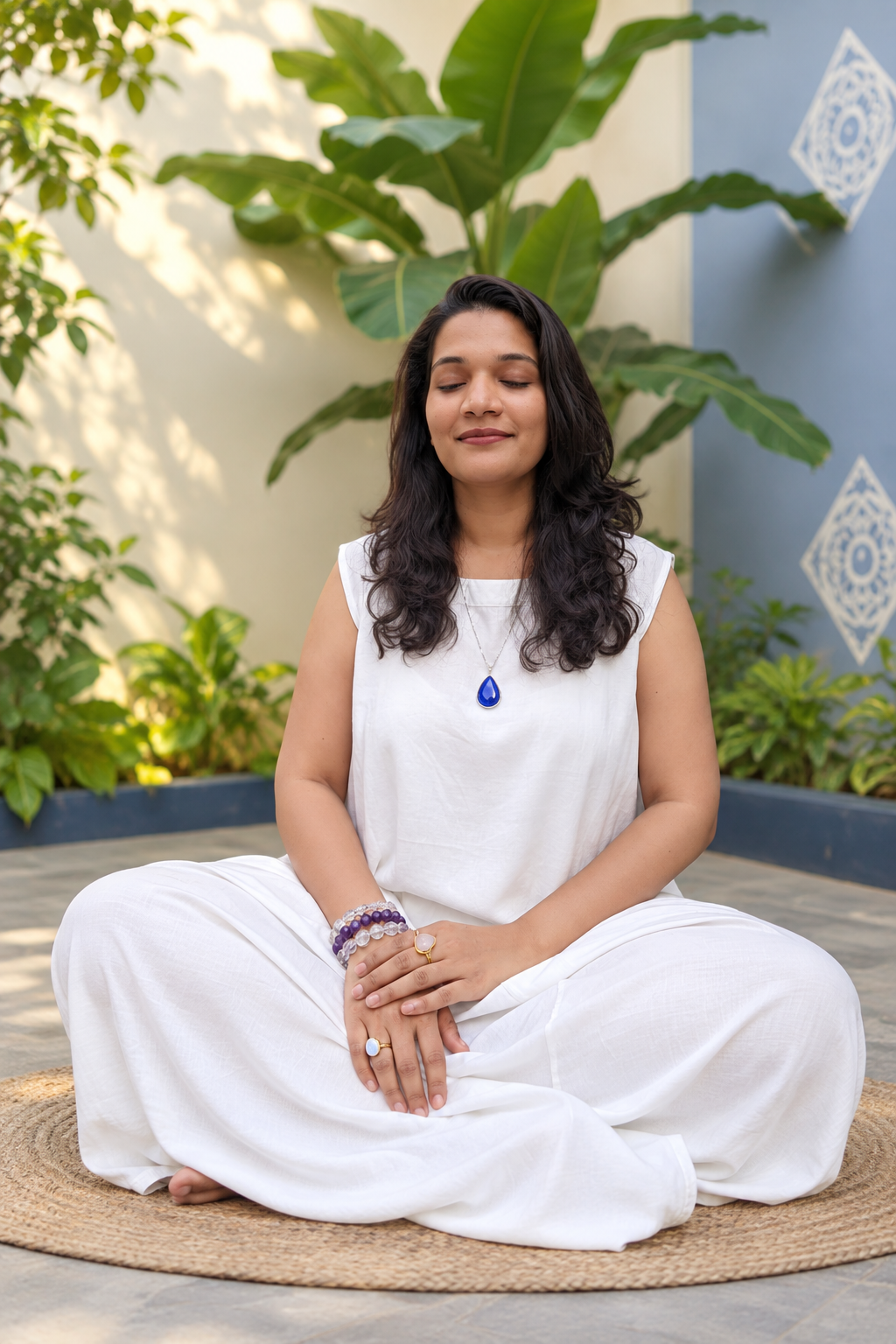 Sweta in a calm meditation setting